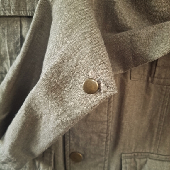 Maurices Ladies Army Olive Green Jacket Shacket 57% Linen 43% Rayon Size M - Picture 4 of 7